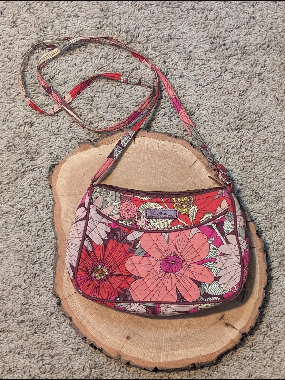 Vera Bradley Medium Pink Floral Quilted Crossbody Purse